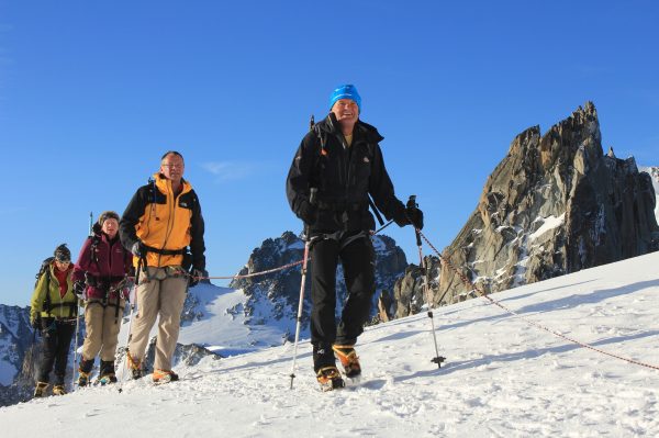 Progression en cordée, tour du Mont-Blanc Alpinisme